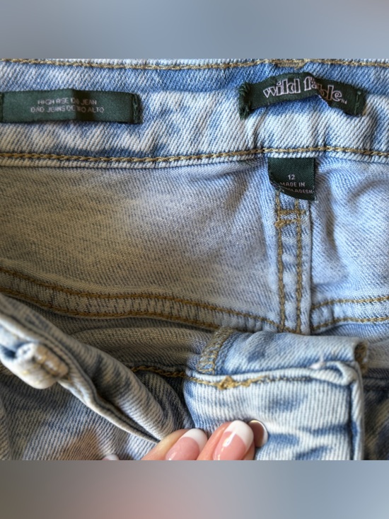 wild fable Distressed Light Blue Straight Jeans with Floral Back Pockets - Picture 3 of 8
